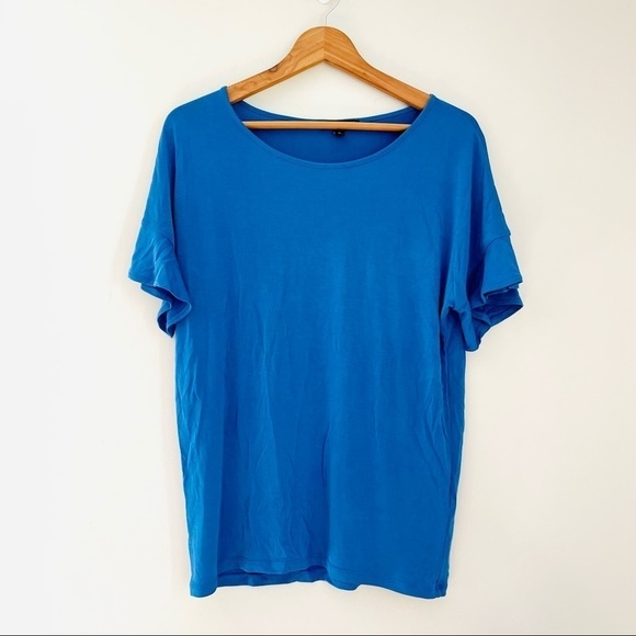 Banana Republic Medium Blue Flutter Sleeve Tee Round Neck - Picture 1 of 6